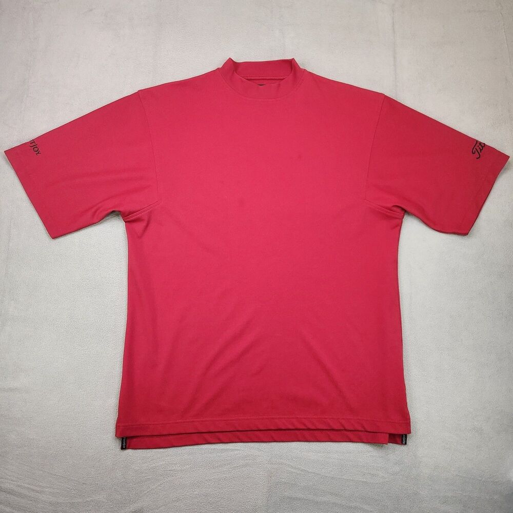 Footjoy Titleist Shirt Men M Red Short Sleeve Stretch Golf Mock Neck Performance